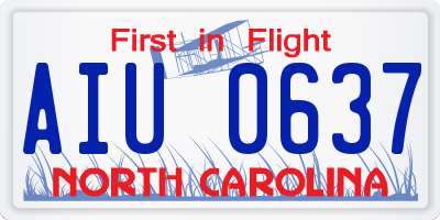 NC license plate AIU0637