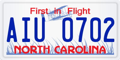 NC license plate AIU0702