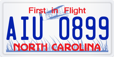 NC license plate AIU0899
