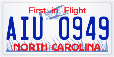 NC license plate AIU0949