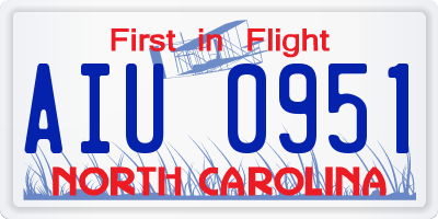 NC license plate AIU0951