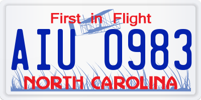 NC license plate AIU0983