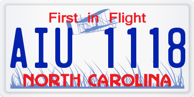 NC license plate AIU1118