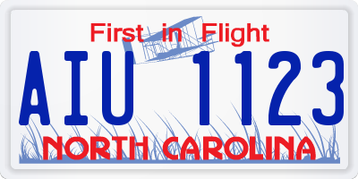NC license plate AIU1123