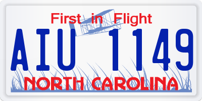 NC license plate AIU1149