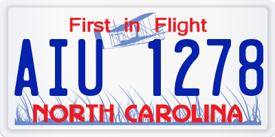 NC license plate AIU1278