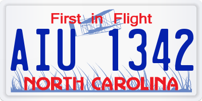 NC license plate AIU1342