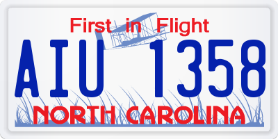 NC license plate AIU1358