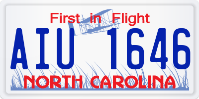 NC license plate AIU1646