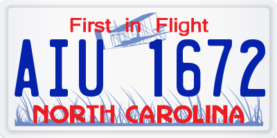 NC license plate AIU1672
