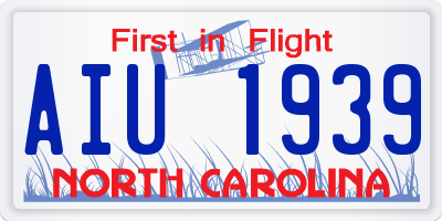 NC license plate AIU1939