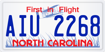 NC license plate AIU2268