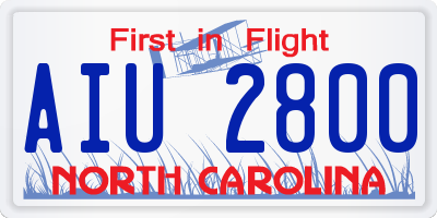 NC license plate AIU2800