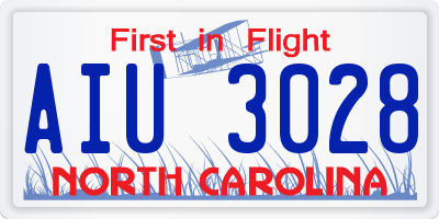NC license plate AIU3028