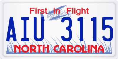 NC license plate AIU3115