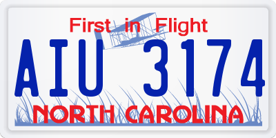 NC license plate AIU3174