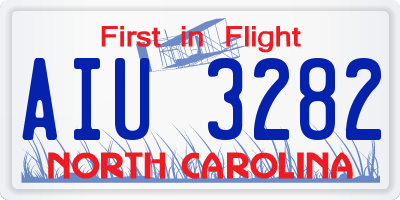 NC license plate AIU3282