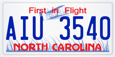 NC license plate AIU3540