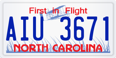 NC license plate AIU3671