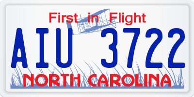 NC license plate AIU3722