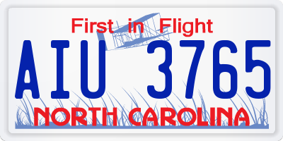 NC license plate AIU3765