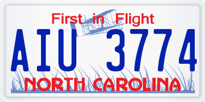 NC license plate AIU3774