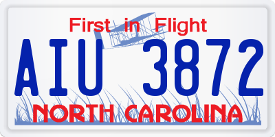NC license plate AIU3872