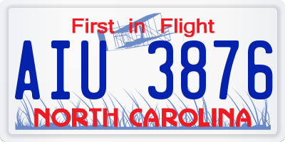 NC license plate AIU3876