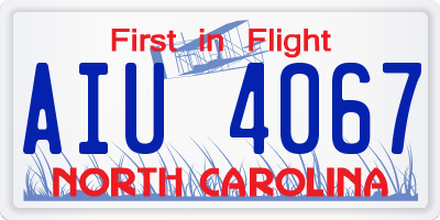 NC license plate AIU4067