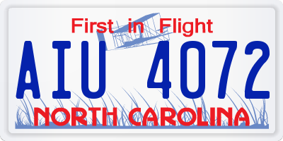 NC license plate AIU4072