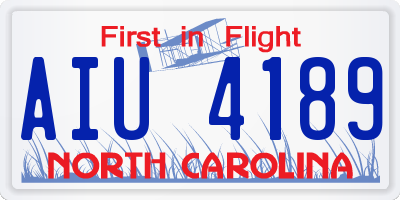 NC license plate AIU4189