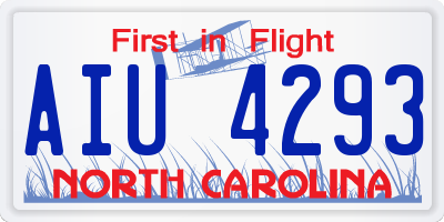 NC license plate AIU4293