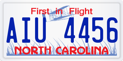 NC license plate AIU4456