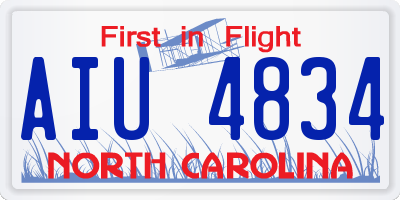 NC license plate AIU4834