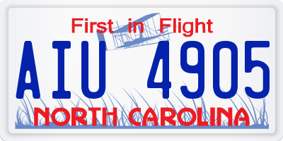 NC license plate AIU4905