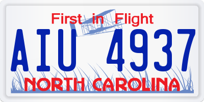 NC license plate AIU4937