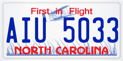 NC license plate AIU5033