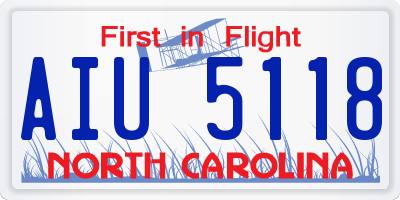 NC license plate AIU5118