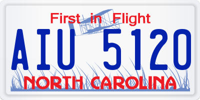 NC license plate AIU5120