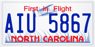 NC license plate AIU5867