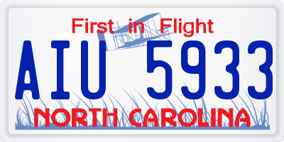 NC license plate AIU5933