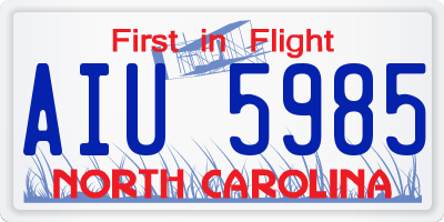 NC license plate AIU5985