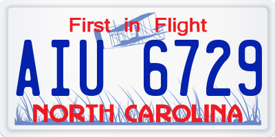 NC license plate AIU6729
