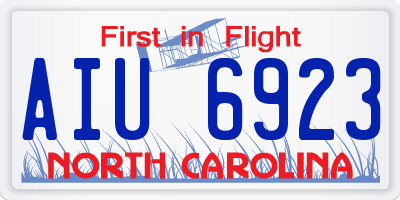 NC license plate AIU6923