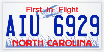 NC license plate AIU6929