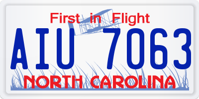 NC license plate AIU7063