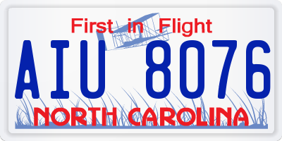 NC license plate AIU8076