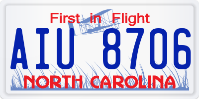 NC license plate AIU8706