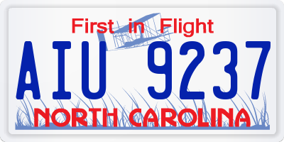 NC license plate AIU9237