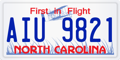 NC license plate AIU9821